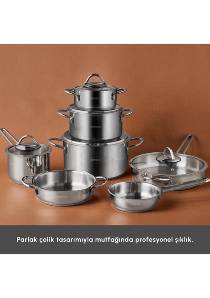 Ada 12 Parça Indüksiyon Tabanlı Çelik Çeyiz Tencere Seti V2