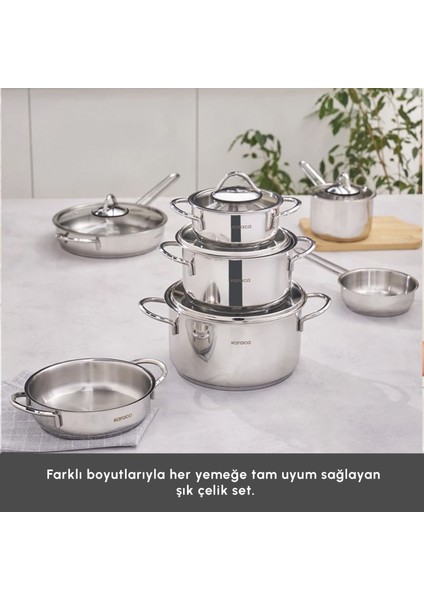 Ada 12 Parça Indüksiyon Tabanlı Çelik Çeyiz Tencere Seti V2