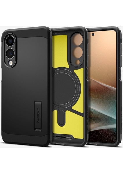 Galaxy S25 Edge ile Uyumlu Ekstra Dayanıklı Kılıf Tough Armor Ai Hava Kanalı Teknolojisi™ Askeri Sınıf Koruma MagFit özellikli KickStand'lı Black Çift Katman Kapak - ACS09422 fiyatları