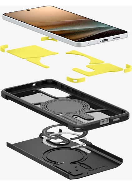 Galaxy S25 Edge ile Uyumlu Ekstra Dayanıklı Kılıf Tough Armor Ai Hava Kanalı Teknolojisi™ Askeri Sınıf Koruma MagFit özellikli KickStand'lı Black Çift Katman Kapak - ACS09422 indirimleri