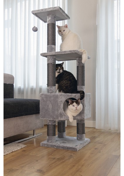 Beeztees Kedi Köşe Tırmalama ve Oyun Evi, Gri, 40X40X135CM fiyatları