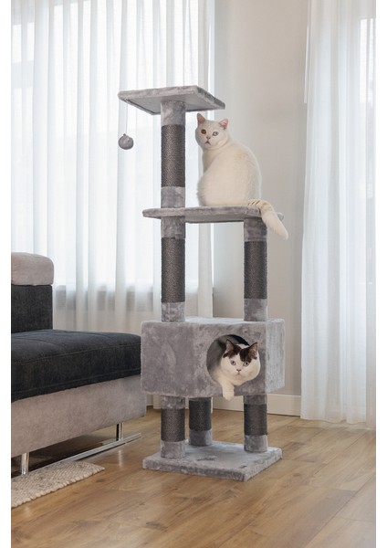 Beeztees Kedi Köşe Tırmalama ve Oyun Evi, Gri, 40X40X135CM modelleri