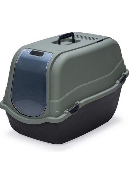 Beeztees Kapalı Kedi Tuvaleti, Koku Filtreli, Antrasit Koyu Mavi, 64X44X46CM