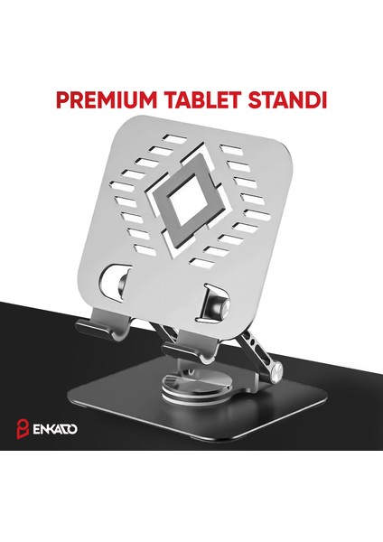 360 Derece Dönebilen Katlanabilir Tüm Tabletlerle Uyumlu Masa Üstü Tablet Standı Metal Tablet Tutucu Yükseltici