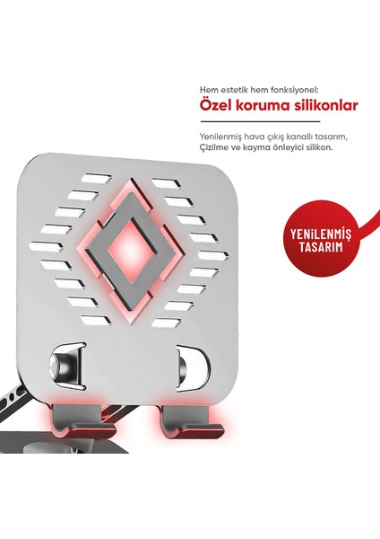360 Derece Dönebilen Katlanabilir Tüm Tabletlerle Uyumlu Masa Üstü Tablet Standı Metal Tablet Tutucu Yükseltici