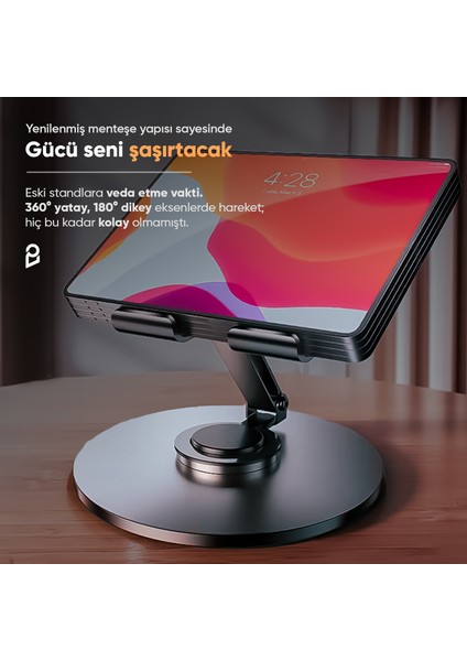 360 Derece Dönebilen Katlanabilir Tüm Tabletlerle Uyumlu Masa Üstü Tablet Standı Metal Tablet Tutucu Yükseltici