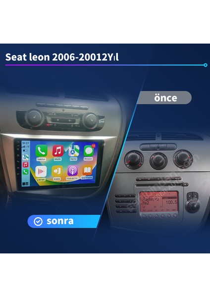 Seat Leon 2006-2012 Yıl Uyumlu 9 Inç 4 GB Ram 64 GB Hafıza Multimedya Carplay Navigasyon
