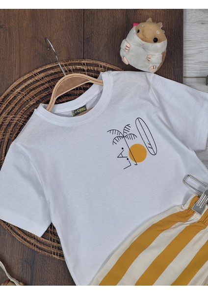 Yazlık Pamuklu Baskılı Çizgili 2li Erkek Bebek Takım modelleri