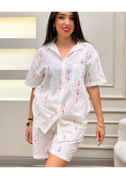 ✅ Nakışlı Desenli Gömlek ve Şort Takımı – Rahat Kesim, Şık Tasarım fiyatları