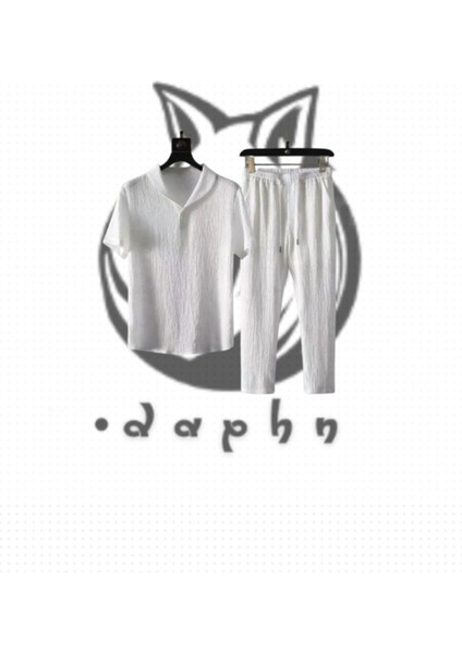 Yeni Sezon Unisex Bürümcük Krilkıl Kumaş Yazlık Likralı Beyaz Kısa Kol Yazlık Tişört Eşofman Takım