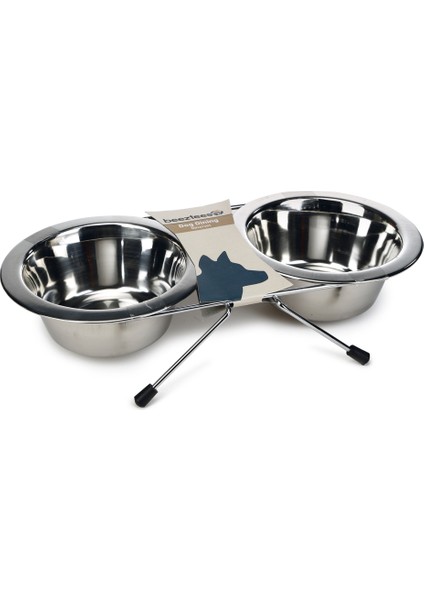 Beeztees Köpek Ikili Mama Su Kabı, Paslanmaz Çelik, 13CM, 2X450ML fiyatları