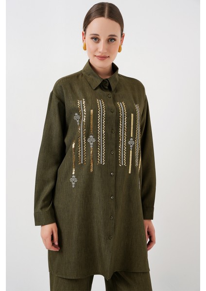 Desenli Tunik Pantolon Ikili Takım 6720 - Haki fiyatları