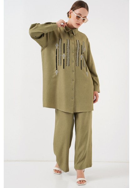 Desenli Tunik Pantolon Ikili Takım 6720 - Çağla fırsatları