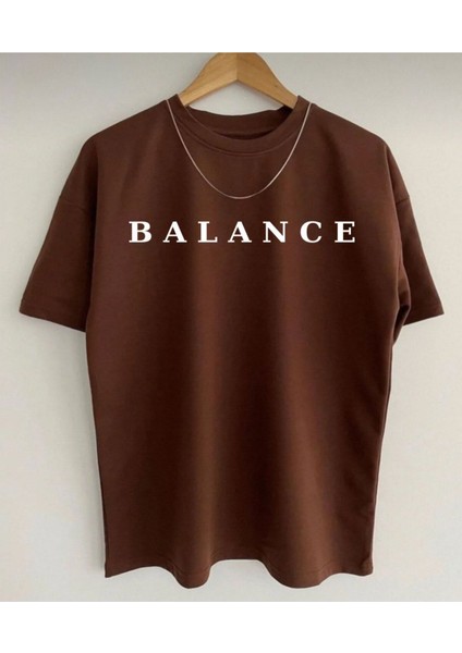 Balance Baskılı Oversize T-Shirt