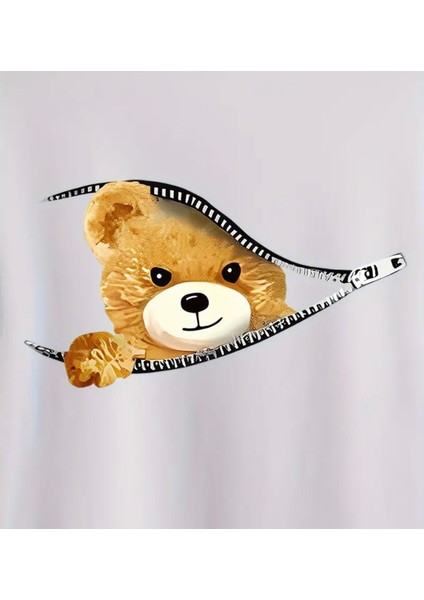 Ayı Baskılı Erkekler Için 2 Parça , Rahat Kısa Kollu Oversize T-Shirt ve Yazlık Bağcıklı Şort Takımı modelleri