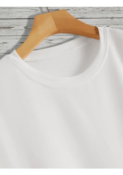 King Quen Baskılı Çift Kombini Pamuk Yuvarlak Yaka Beyaz T-Shirt fiyatları