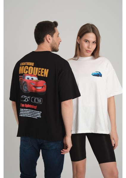 Şimşek Mcqueen Lıghtnıng I'm Sally Cars Arabalar Ön Arka Baskı Detaylı Couple Oversize Tişört indirimleri