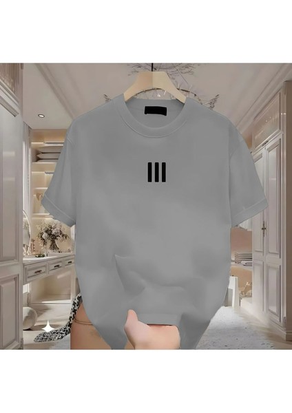 3 Çizgi Baskılı Beyaz Erkek Tshirt