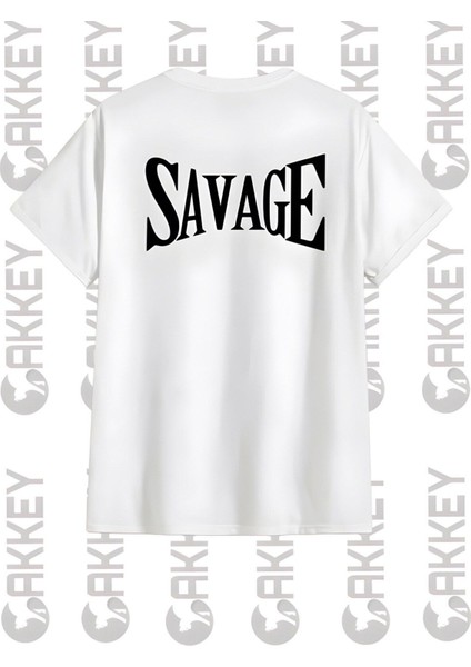 Savage Yazılı Baskılı Oversize T-Shirt