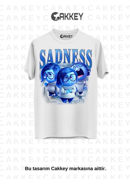 Unisex Ters Yüz Karakterler Baskılı Oversize T-Shirt