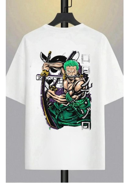 One Piece: Roronoa Zoro Baskılı Oversize Anime %100 Pamuklu T-Shirt