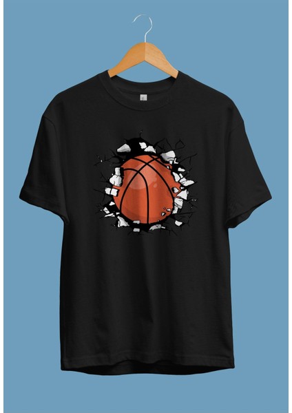 Oversize Duvar Basketbol Topu Oyun Oyuncu Spor Tasarım Baskılı T-Shirt