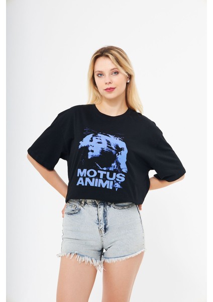 Motus Animi Siyah Oversize Tişört Siyah