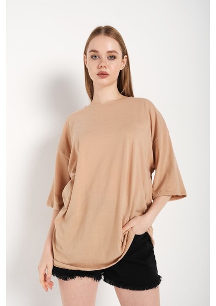Kadın Vizon Oversize T-Shirt