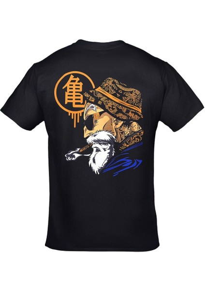 Dragon Ball Master Roshi Ön Arka Baskılı Siyah Tshirt modelleri