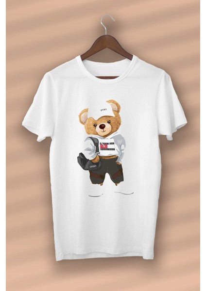 Teddy Bear Sport Cool Baskılı Organik Pamuk Beyaz T-Shirt