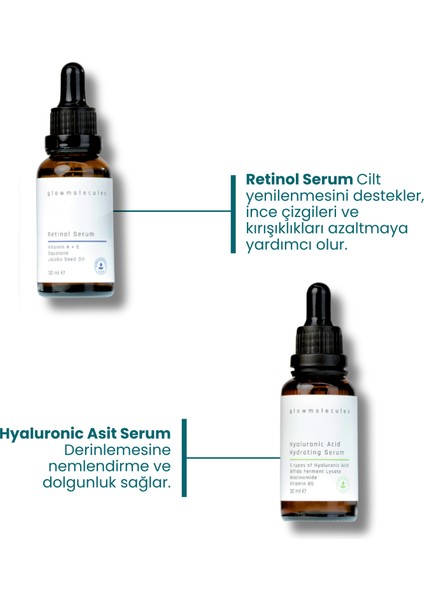 Nem Dengeleyici 3'lü Set Retinol Serum & Hyaluronic Asit Serum & Nemlendirici Krem fiyatları