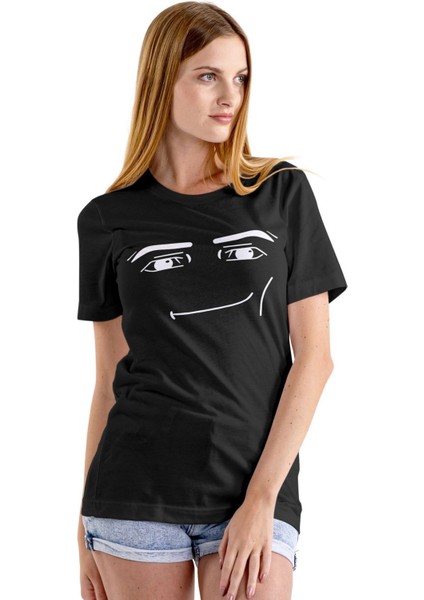 Roblox Face Man Tişört Siyah Unisex Tshirt