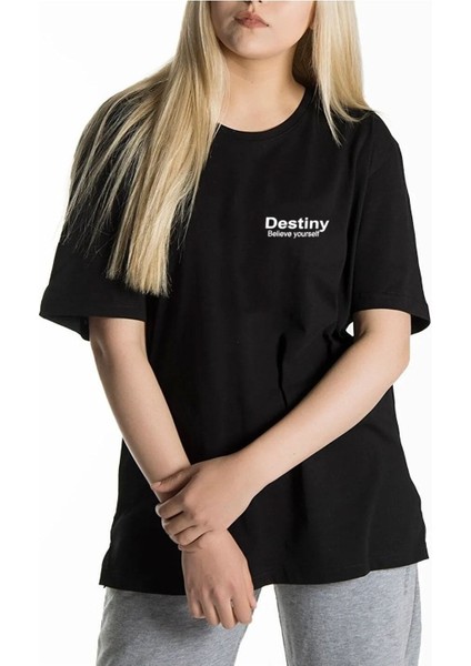 Unisex Destiny Rahat Kesim Oversize T-Shirt Geyik Desenli