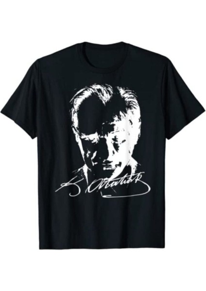 Siyah Mustafa Kemal Atatürk Baskılı T-Shirt