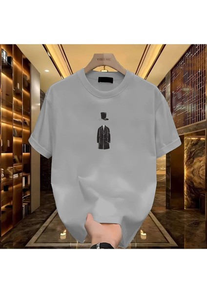 Şapkalı Adam Baskılı Siyah Erkek Tshirt