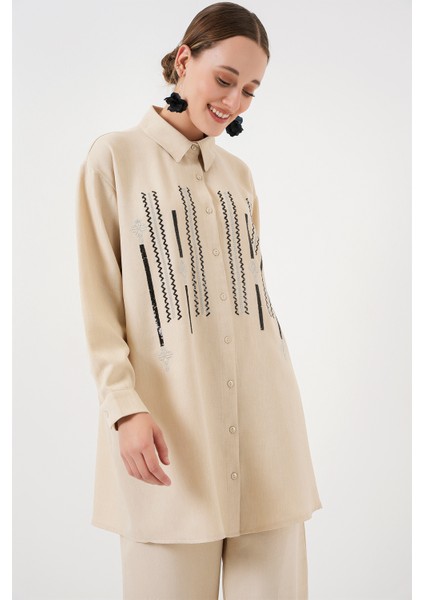 Desenli Tunik Pantolon Ikili Takım 6720 - Krem fiyatları