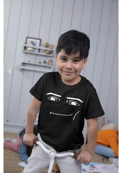 Roblox Face Man Tişört Siyah Unisex Tshirt