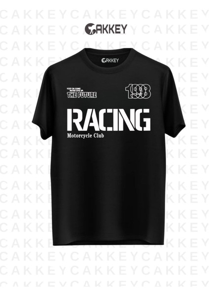 Racing Baskılı Oversize T-Shirt