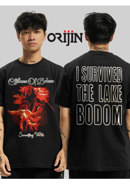 Children Of Bodom Something Wild I Survived The Lake Bodom Ön Arka Baskılı Unisex Siyah Tshirt modelleri