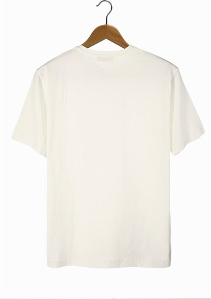 Erkek Ekru Önü Iskambil Kağıdı Baskılı Bisiklet Yaka Oversize T-Shirt fiyatları