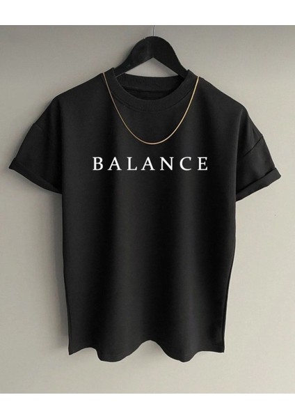 Balance Baskılı Oversize T-Shirt