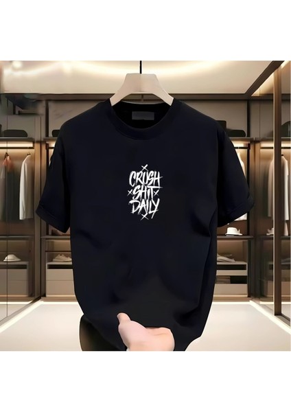Crush Baskılı Siyah Tshirt