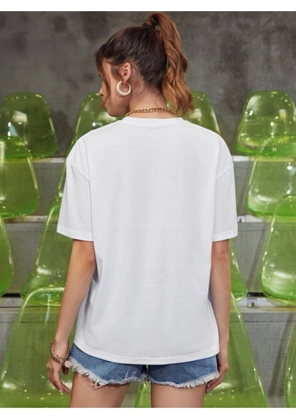 Kadın Sweatheart Baskılı Oversize T-Shirt fiyatları