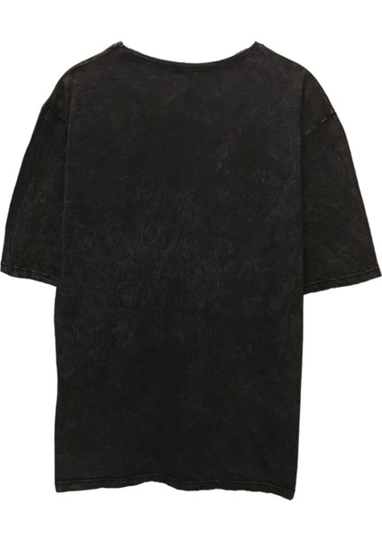 Unisex Oversize Yıkamalı Kumaş Rock Müzik Slipknot Baskılı Gri Tişört fiyatları