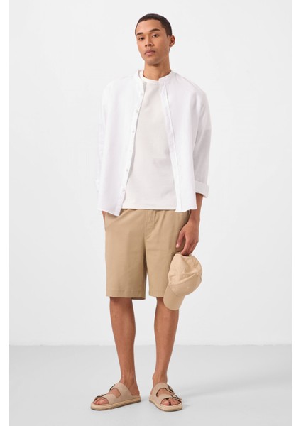Koyu Bej Standart Fit Dokuma Hafif Esnek Chino Erkek Şort - 81289 modelleri