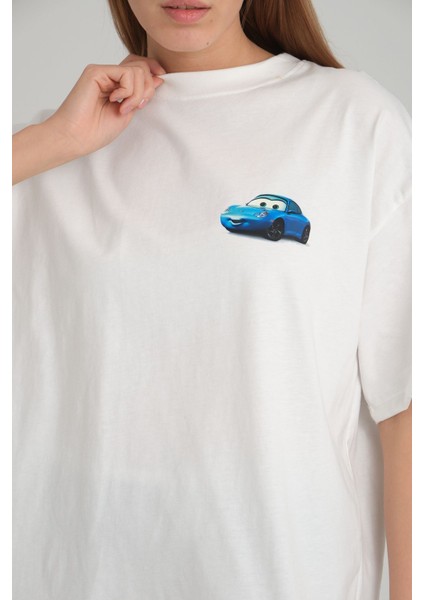 I'm Sally Şimşek Mcqueen Cars Arabalar Ön Arka Baskı Detaylı Couple Oversize T-Shirt Tişört indirimleri