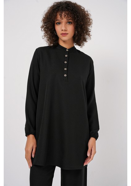 6678 Keten Tunik Pantolon Ikili Takım - Siyah fiyatları