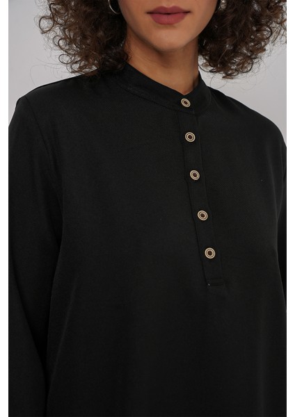 6678 Keten Tunik Pantolon Ikili Takım - Siyah fırsatları