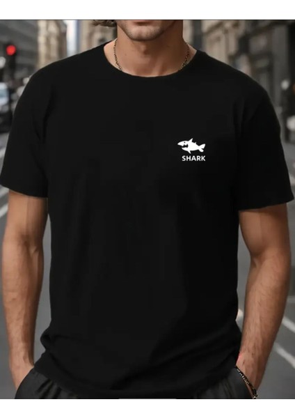 Unisex Shark Baskılı Baskılı T-Shirt