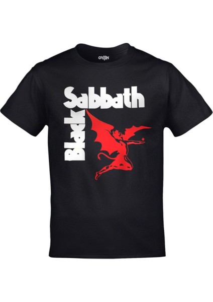 Siyah Black Sabbath Logo Baskılı Tshirt